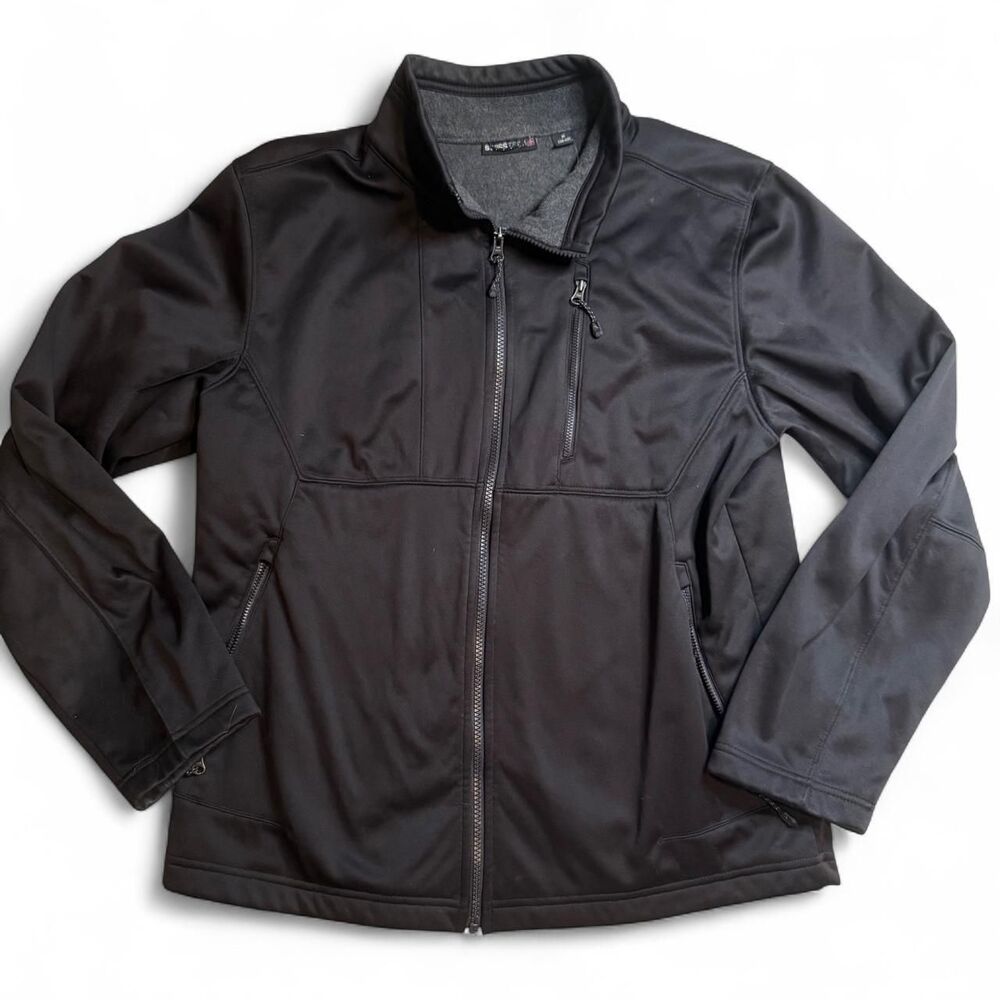 Swiss Tech Soft Shell Jacket Men's Medium Black Fleece Lined Full Zip Outdoor